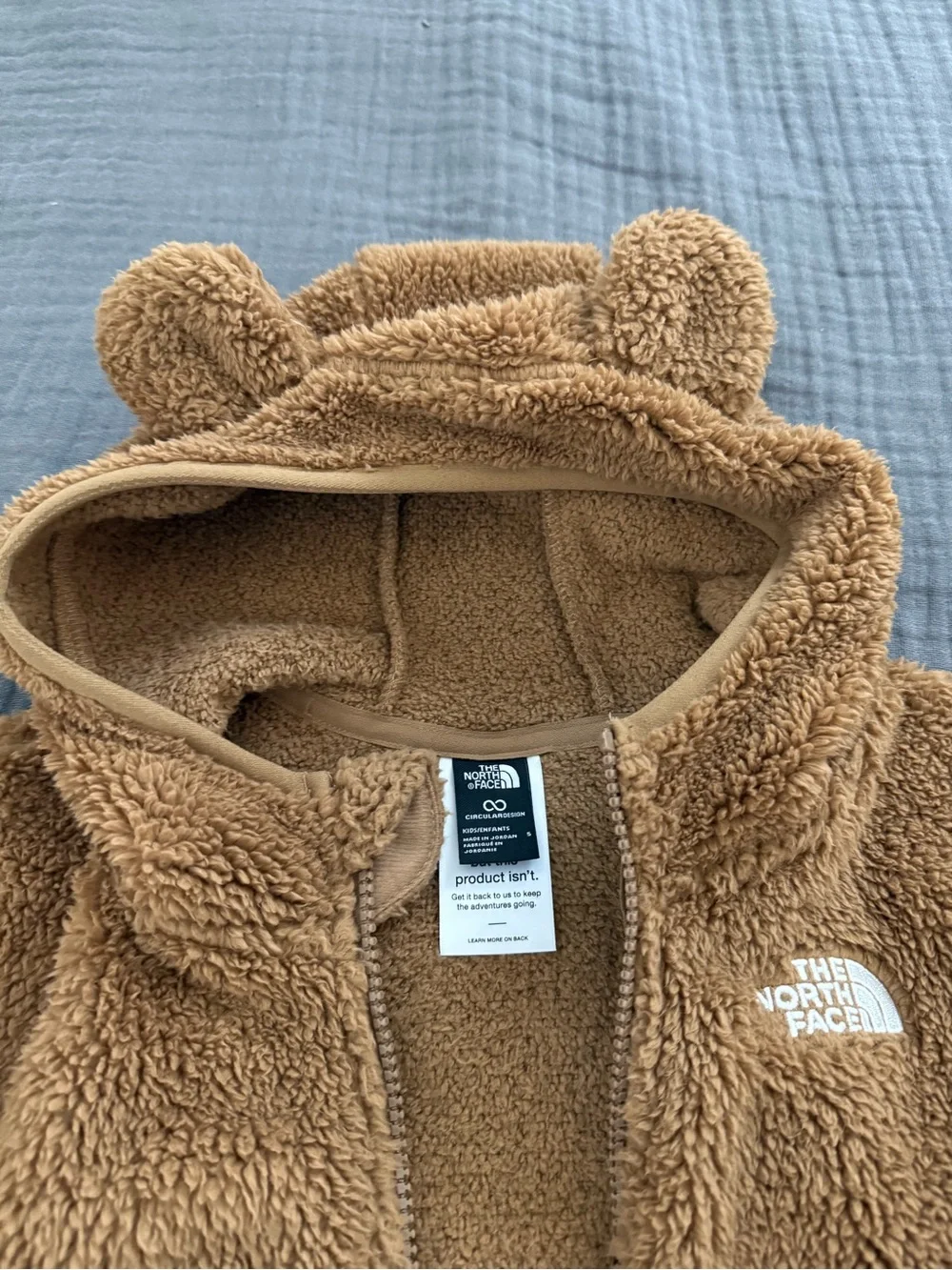 The North Face Kids Brown Sherpa Fleece Jacket with Hood
